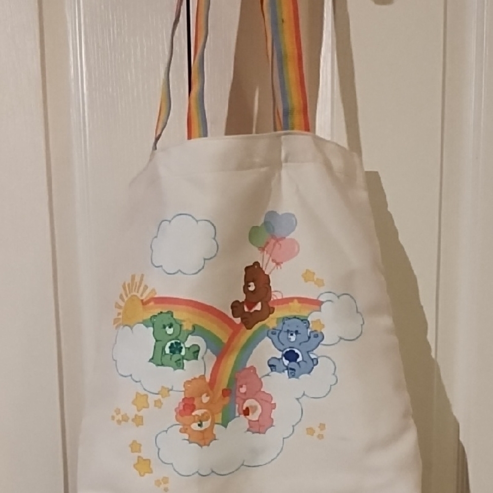 Care Bears White Tote Bag with Whimsical Design
